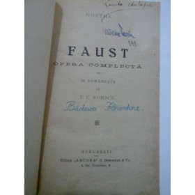 GOETHE - FAUST Opera completa - In romaneste de I.U.SORICU